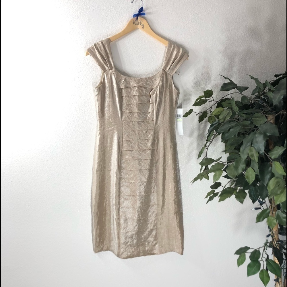 NWT London Times Metallic Champagne Dress